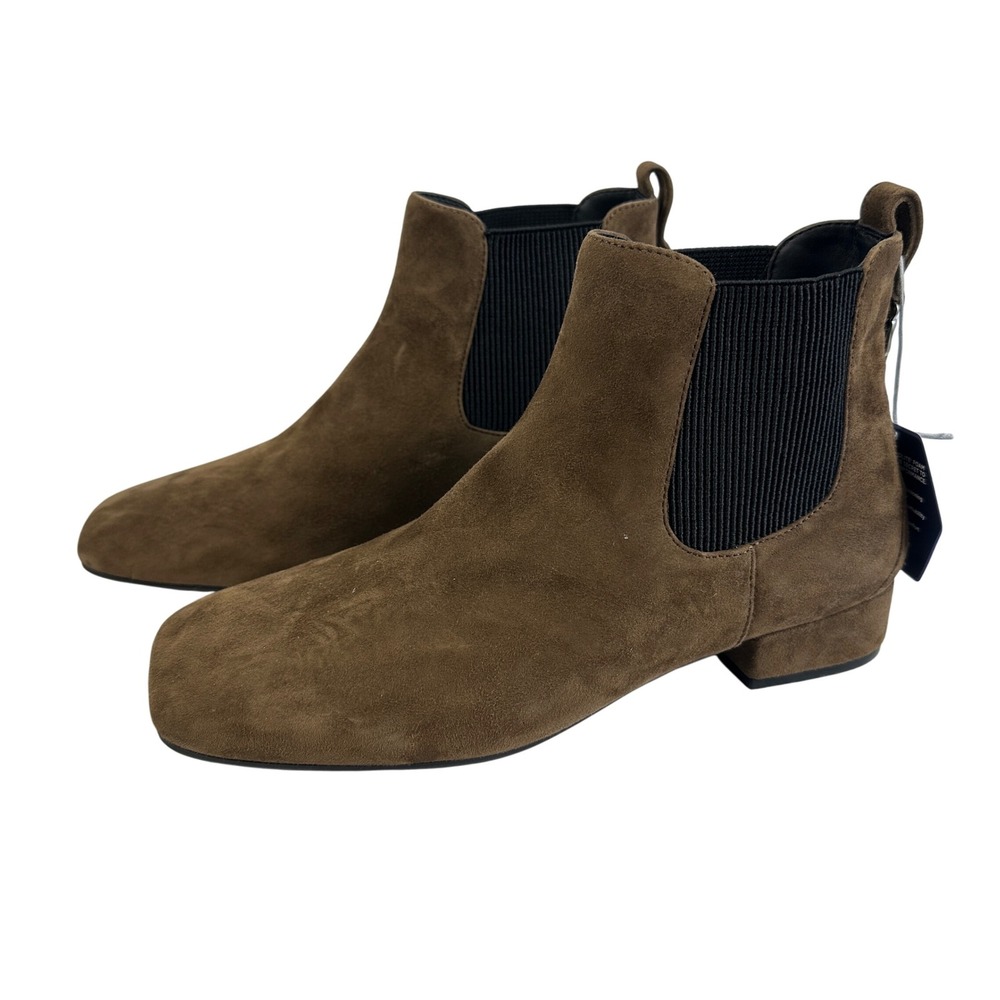 AEROSOLES Olive Brown Suede Chelsea Booties